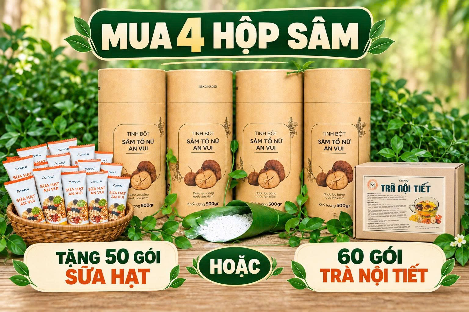 Combo 3 Phục hồi hoàn toàn - Tinh bột Sâm Tố Nữ An Vui
