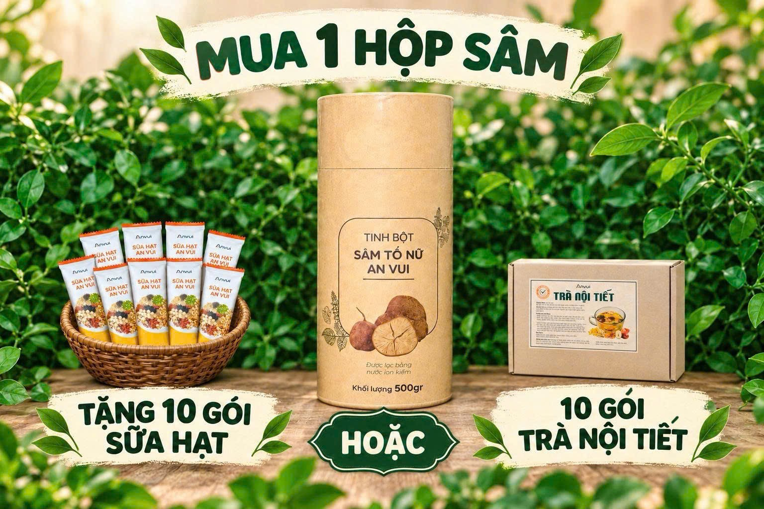 Combo 4 Trải nghiệm - Tinh bột Sâm Tố Nữ An Vui 500g