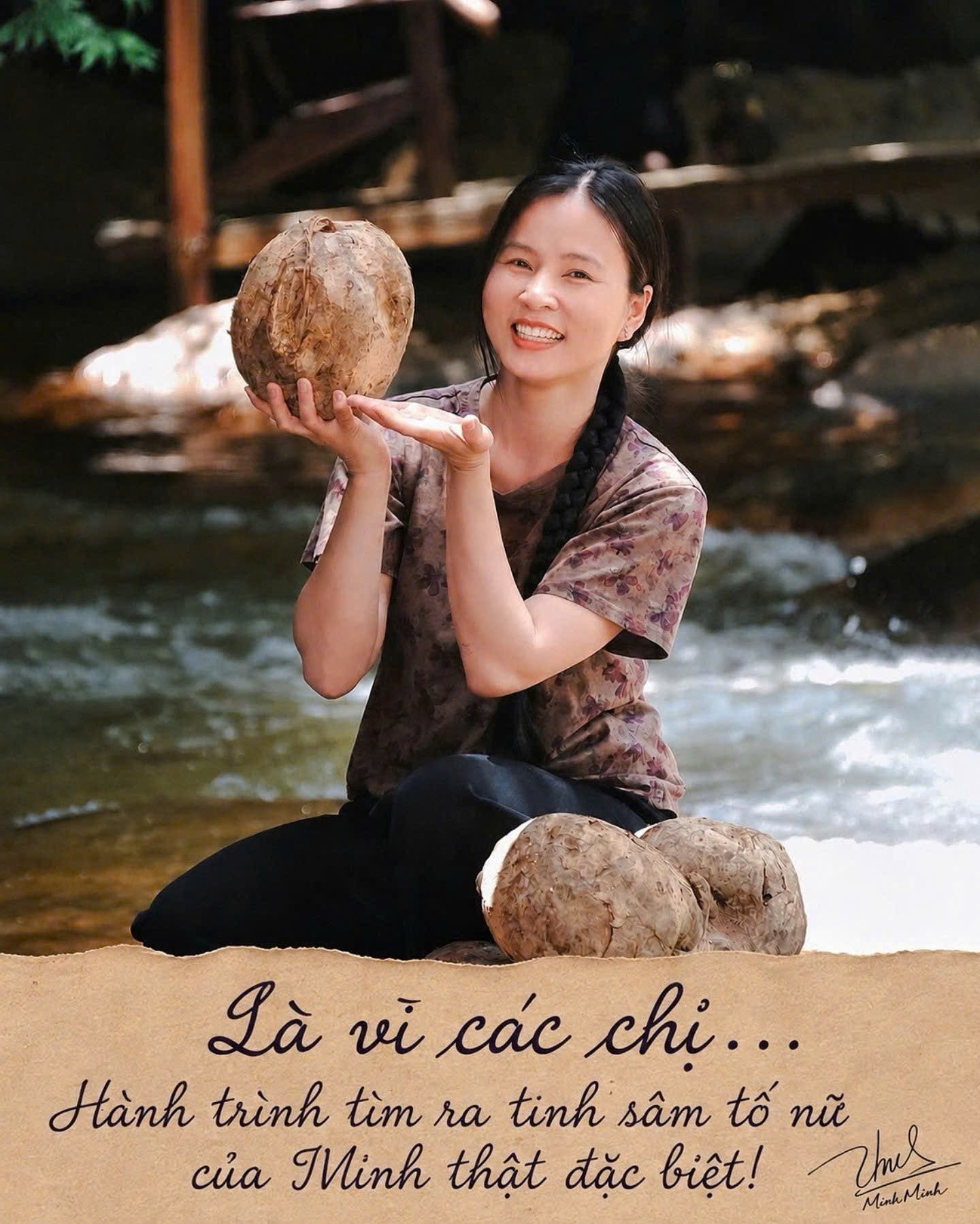 Minh tâm sự xíu nha – thư viết tay bên ảnh sâm rừng bên suối